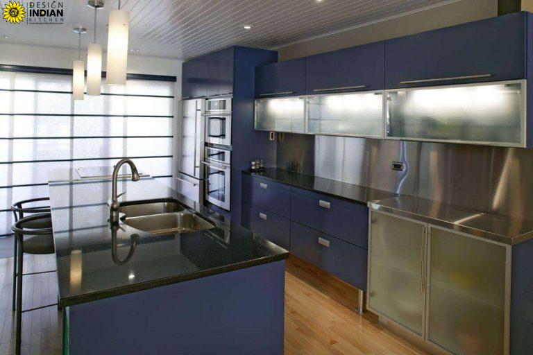 amazing blue colour modular kitchen designs in delhi gurgaon noida india 1