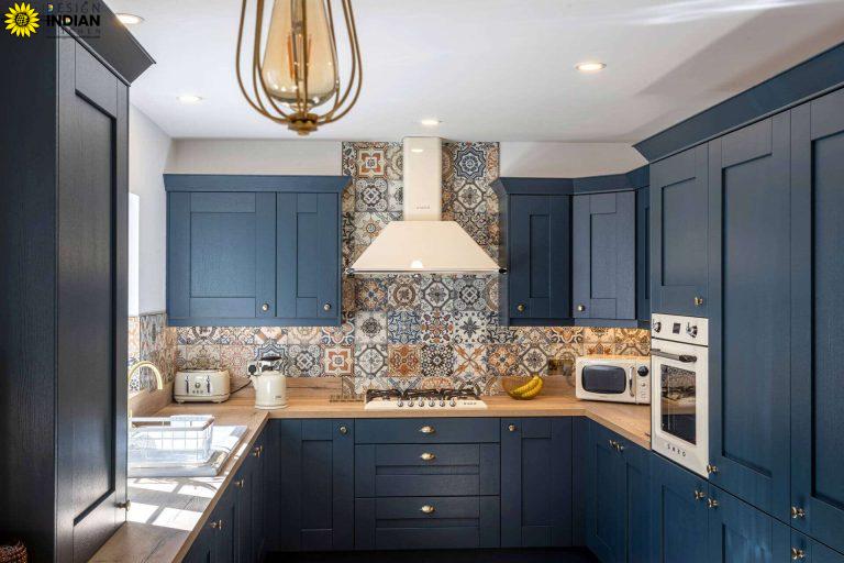 amazing blue colour modular kitchen designs in delhi gurgaon noida india 7