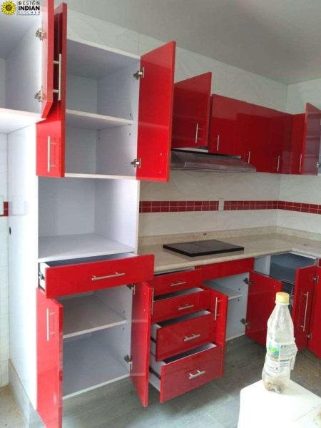 Modular Kitchen , Red Modular Kitchen