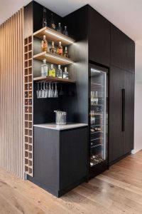 top modular kitchen delhi noida magazine 14993 Timber and Black Bar Design