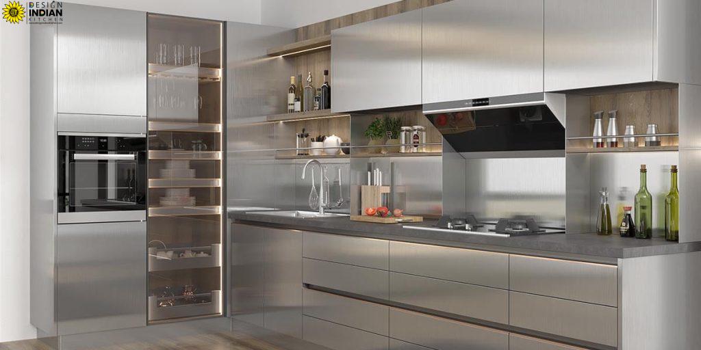 Silver Modular Kitchen Designs