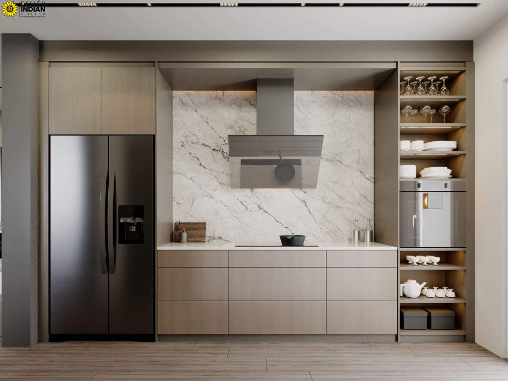 Wooden coloured Modular Kitchen Designs