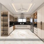 Modern luxury modular kitchen interior with island