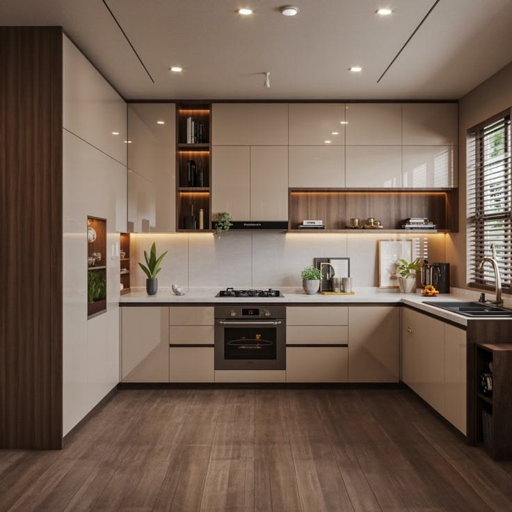top modular kitchen delhi noida magazine 14794 Modern modular kitchen with sleek storage cabinets