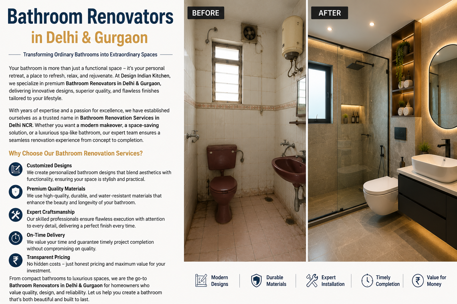 Bathroom Designing and Renovation Services in Gurgaon | Bath Experts