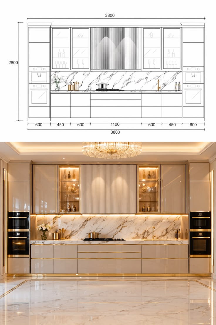 Luxury is in the details where symmetry materials and lighting come together to create a master