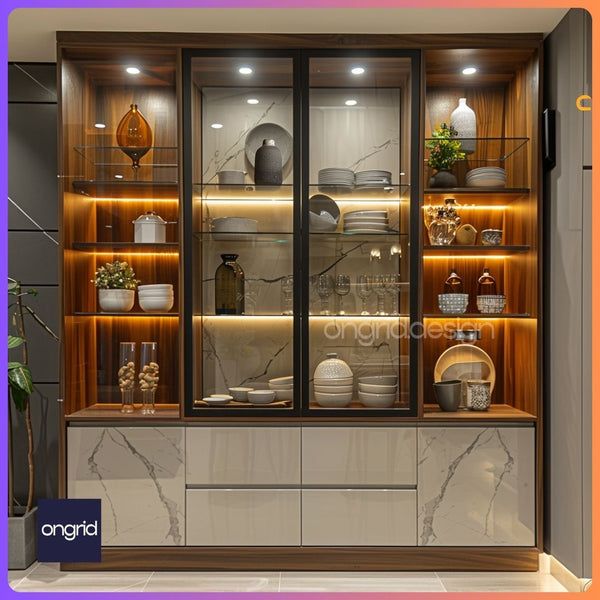 top modular kitchen delhi noida magazine 14676 Modern Crockery Unit Designs for Dining Rooms in 2024