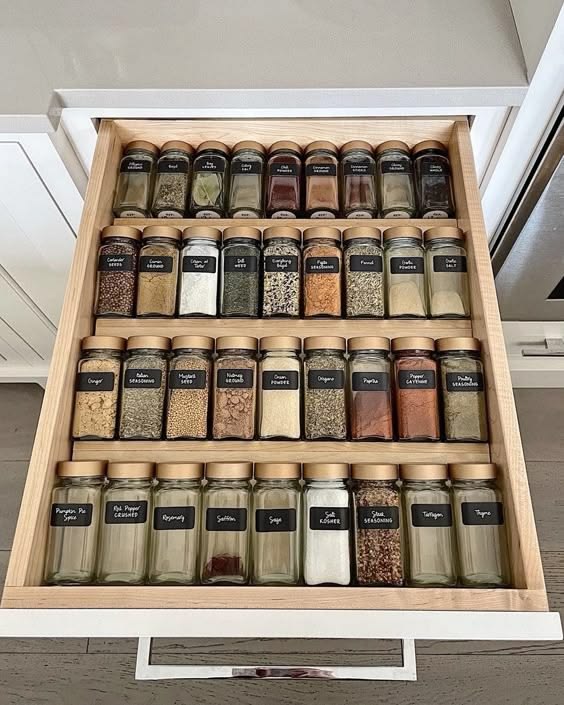 Seasoning drawer organization