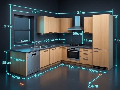 Kitchen interior with measurement