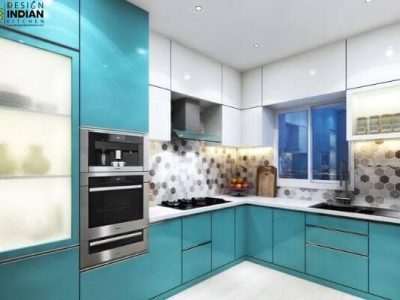 Teal colour Modular Kitchen Dealers