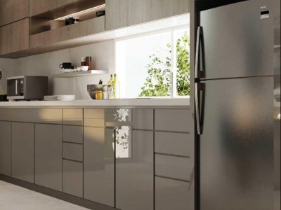 Grey colour modular kitchen Designs in dehi NCR